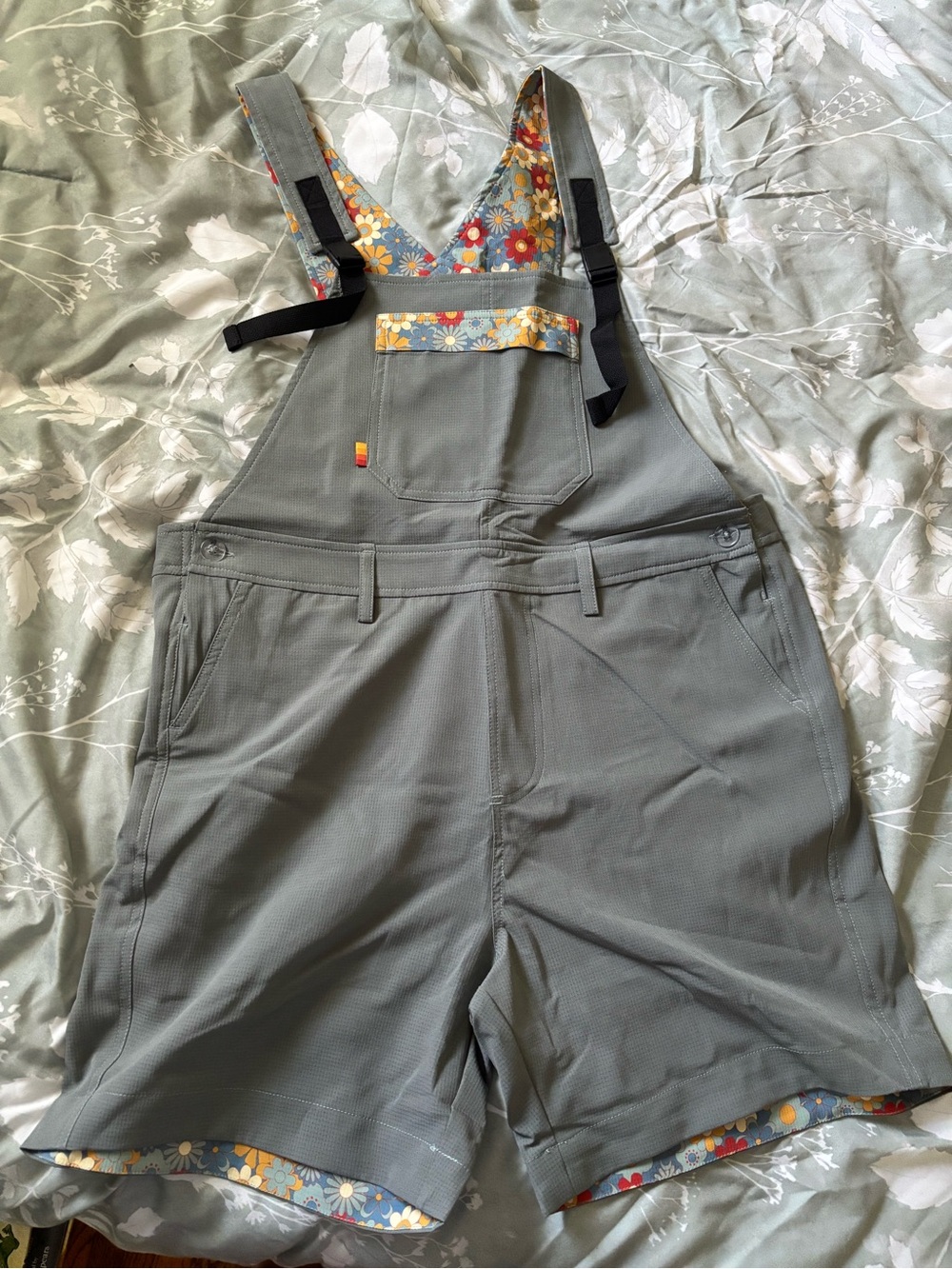 Women’s Short Overalls with Floral Trim